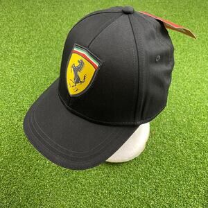 Puma Scuderia Ferrari Black Classic Logo Adjustable Cap OS NWT